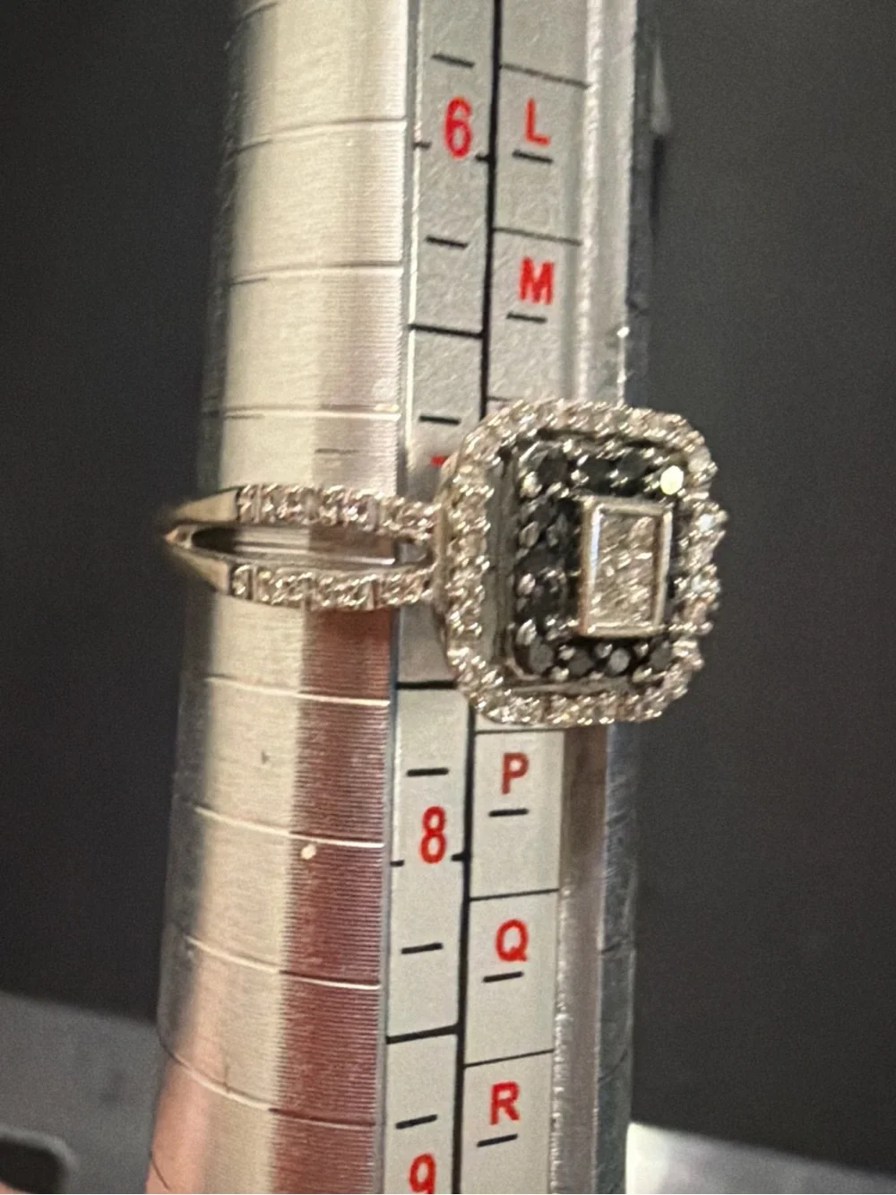 10k White Gold Natural Black And White Diamond Ring